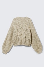 Dusty Yellow Melange - Chunky Cable-Knitted Sweater - 5