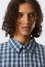 Checked Blue - Oversized Checked Shirt - 1