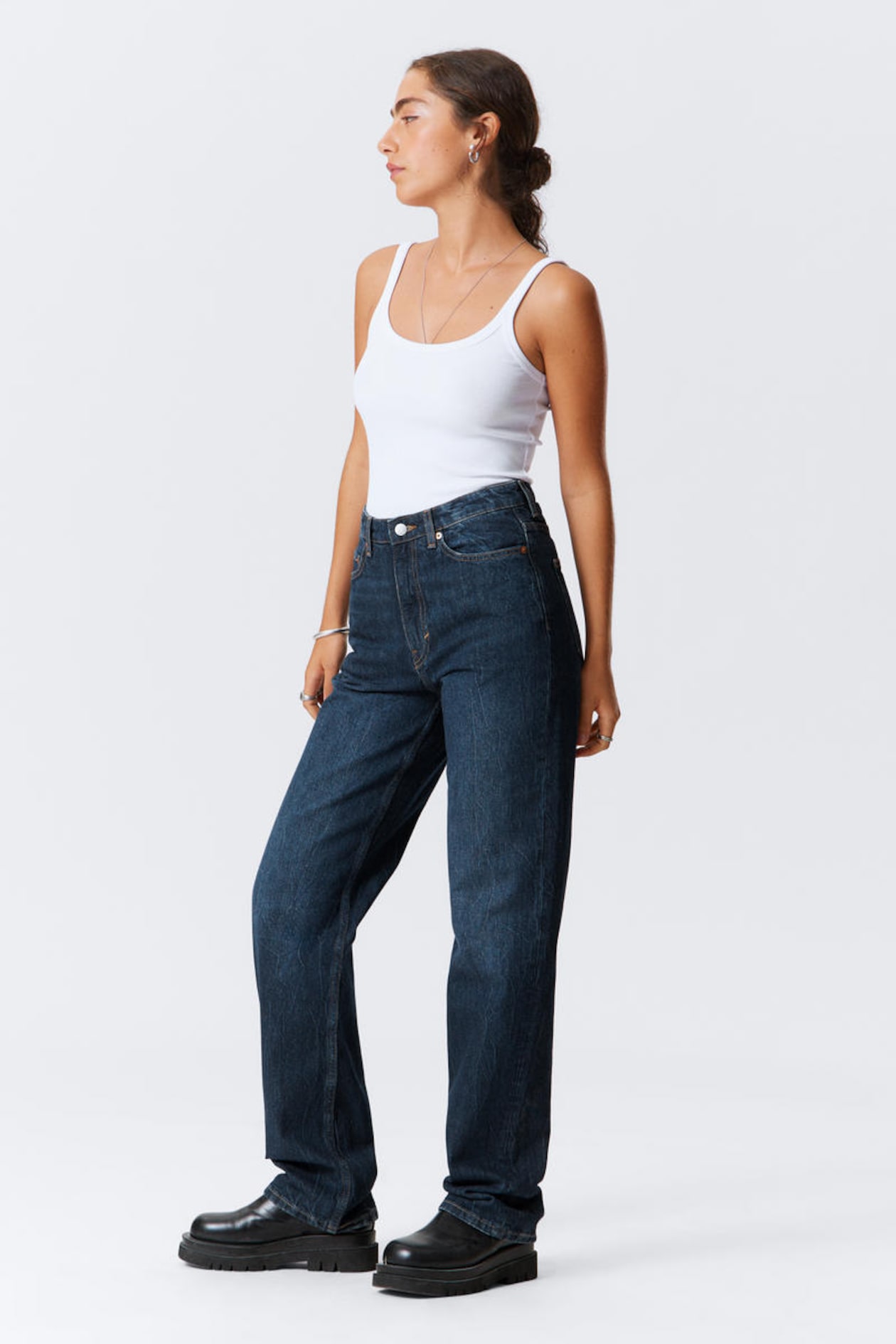 rowe super high waisted regular straight leg jeans - Compact Blue ...