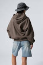Mörk mullvad - Oversized kraftig hoodie med dragkedja - 3
