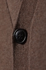 Dunkles Graubraun - Einreihiger Strick-Cardigan - 1