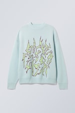 Blau mit Grafikprint - Jacquardpullover Johan - 0