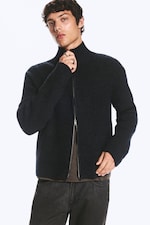 Dark Blue - Relaxed wool-blend cardigan - 0