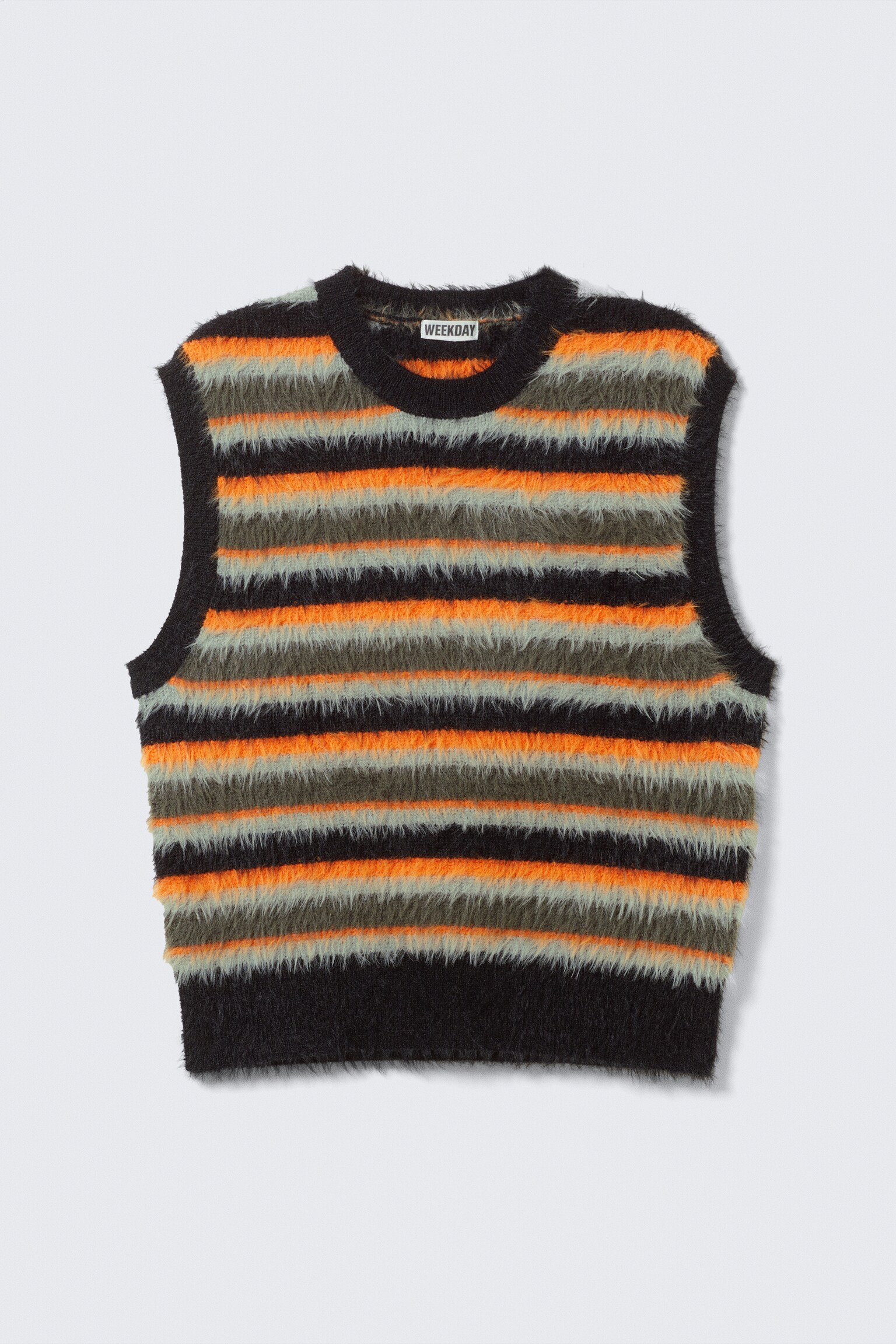 Bezrękawnik w paski Hairy Knit - Multicoloured Striped/White - 2