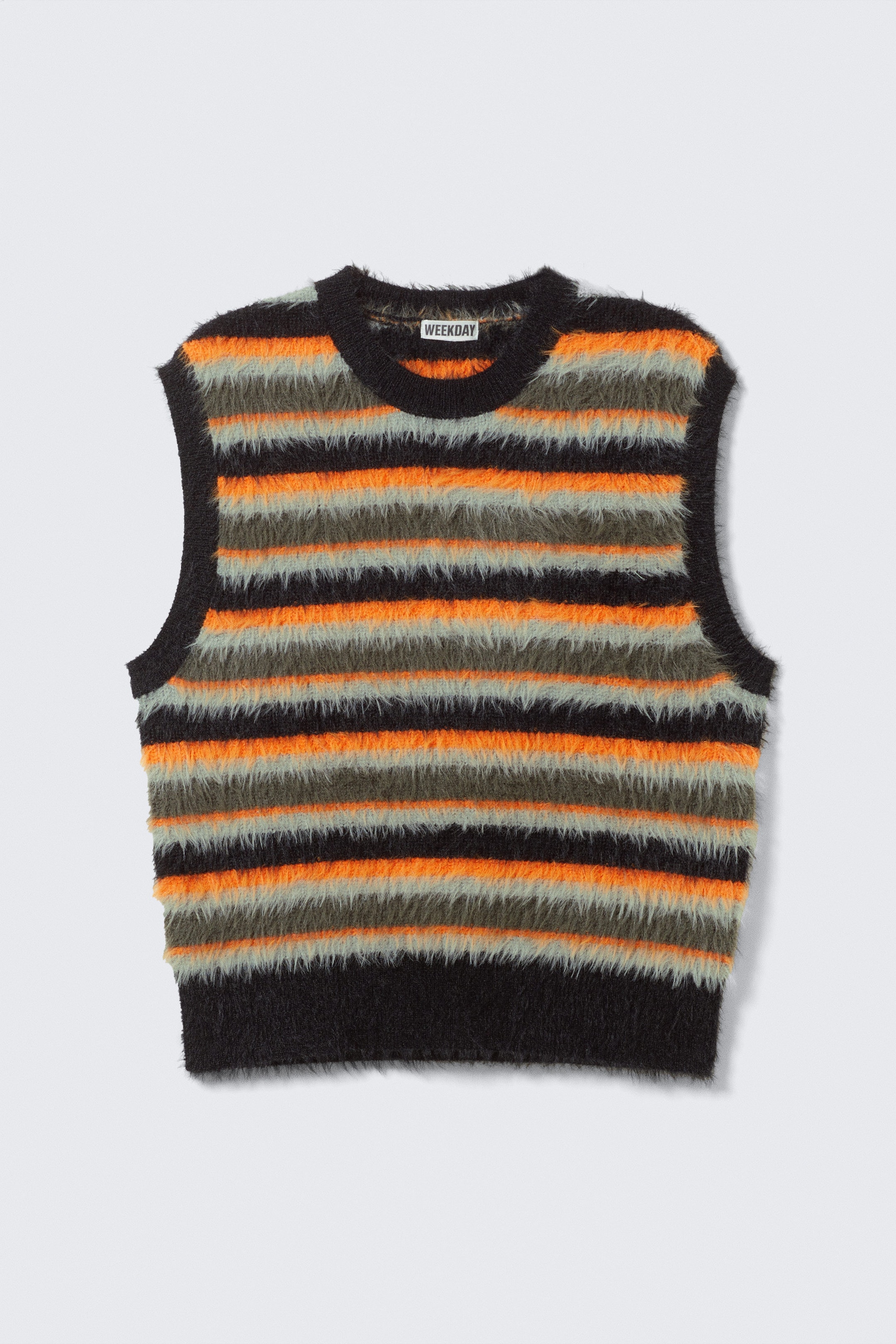 Multicoloured Striped - Striped Hairy Knit Vest - 4