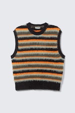 Multicoloured Striped - Striped Hairy Knit Vest - 4