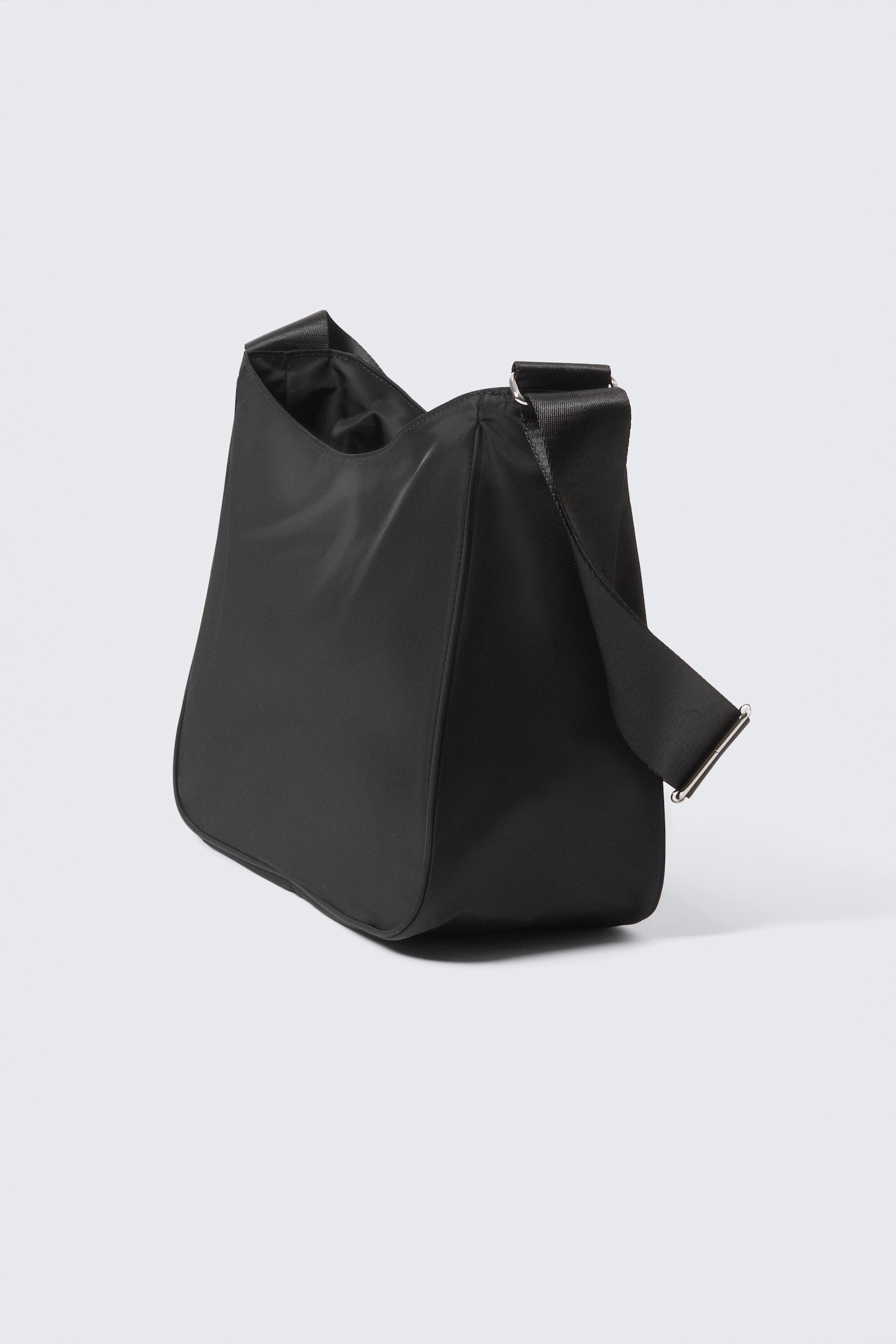 Medium Nylon Twill Shoulder Bag - Black/Dark Red - 3