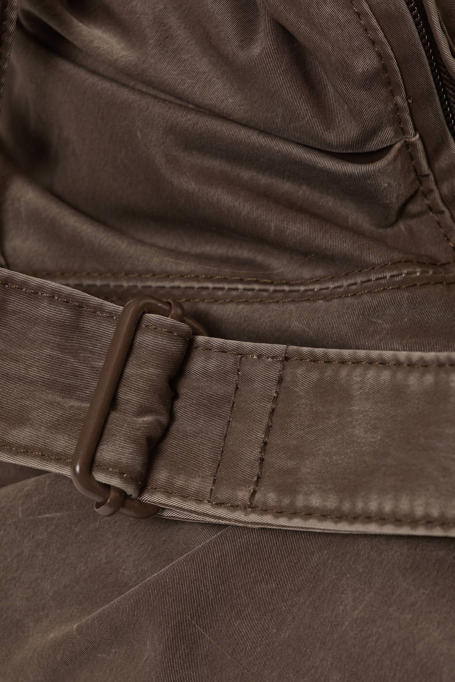 Riasená crossbody kabelka - Tmavohnedá - 3