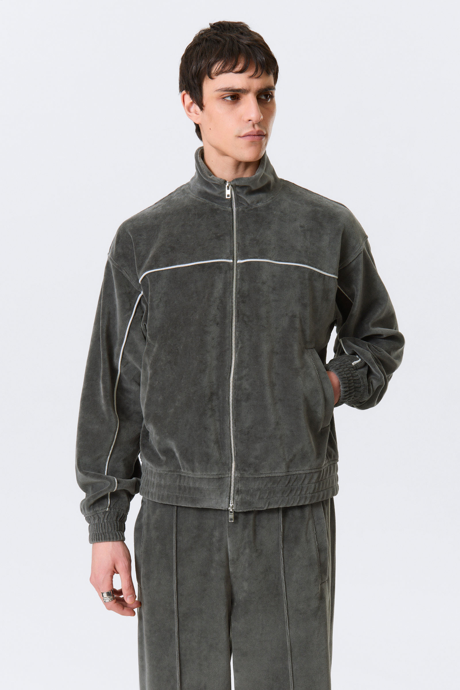 Loose Velour Track Jacket