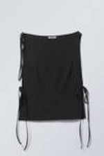 Black - Slim Sleeveless Strap Top - 0