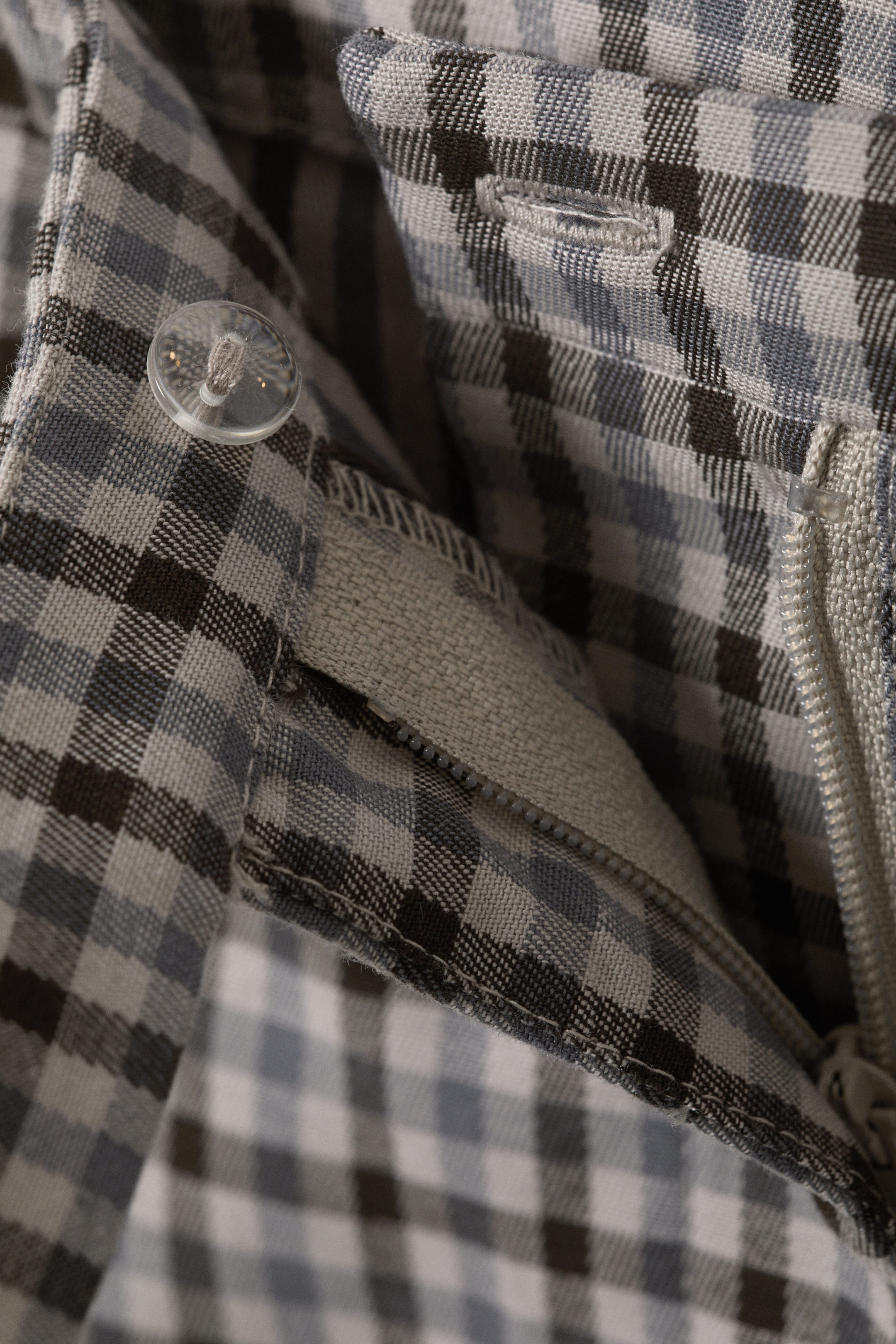 Checked White - Low Rise Slim Mini Suiting Skirt - 4