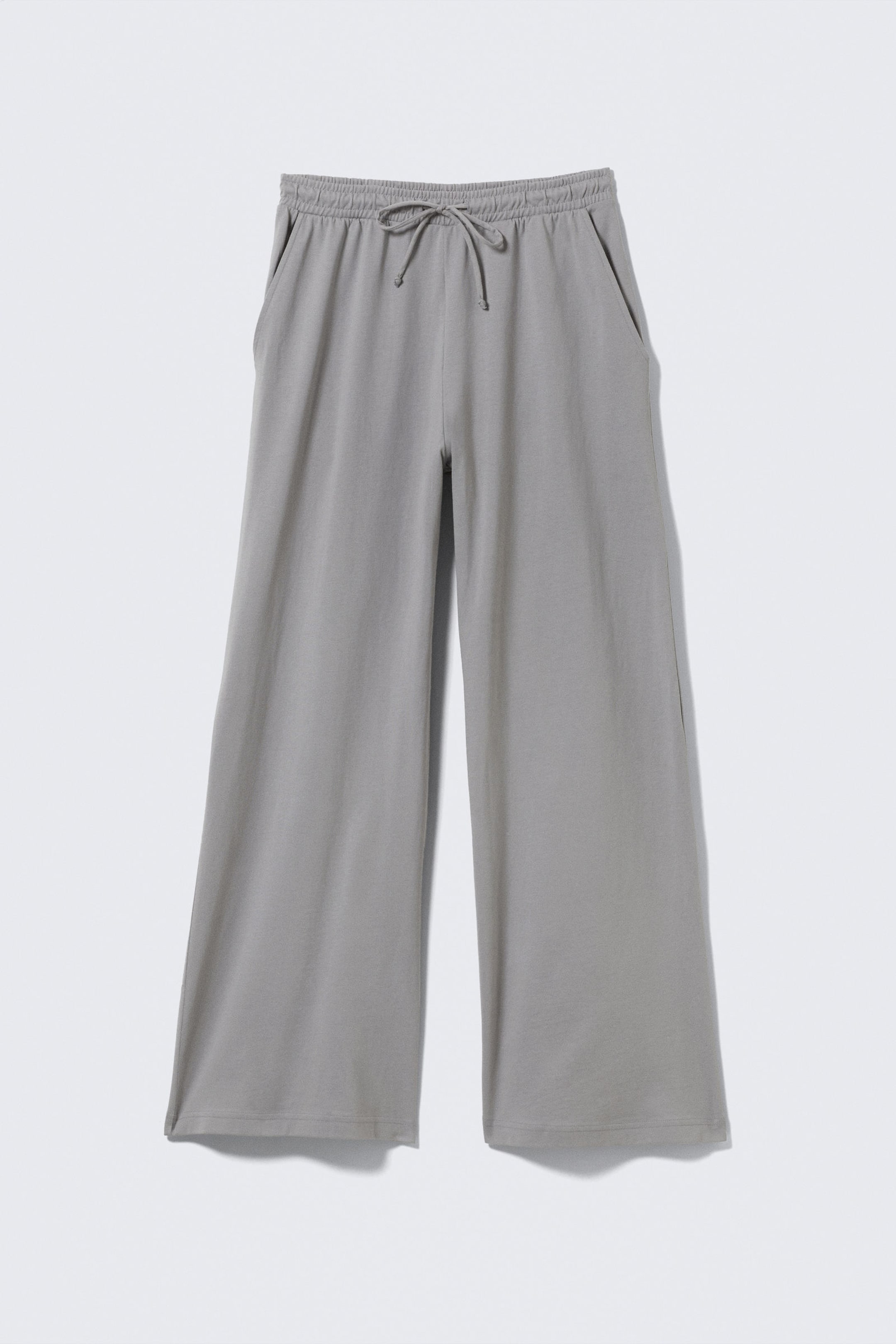 Grau - Locker geschnittene Jerseyhose mit weitem Bein - 3
