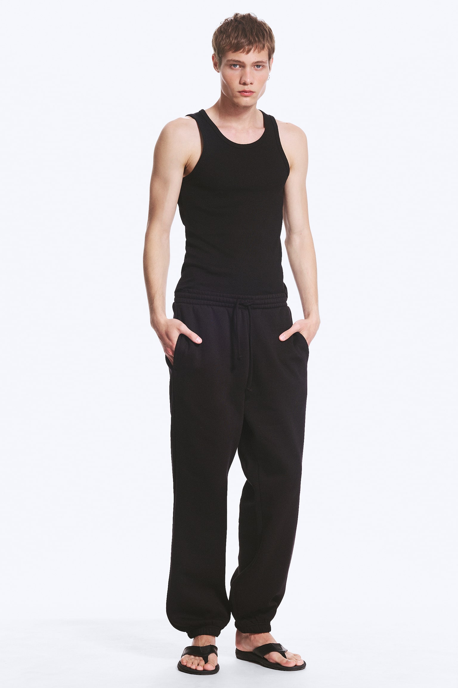 Classic Sweatpants - Svart/Ljus Gråmelerad - 1