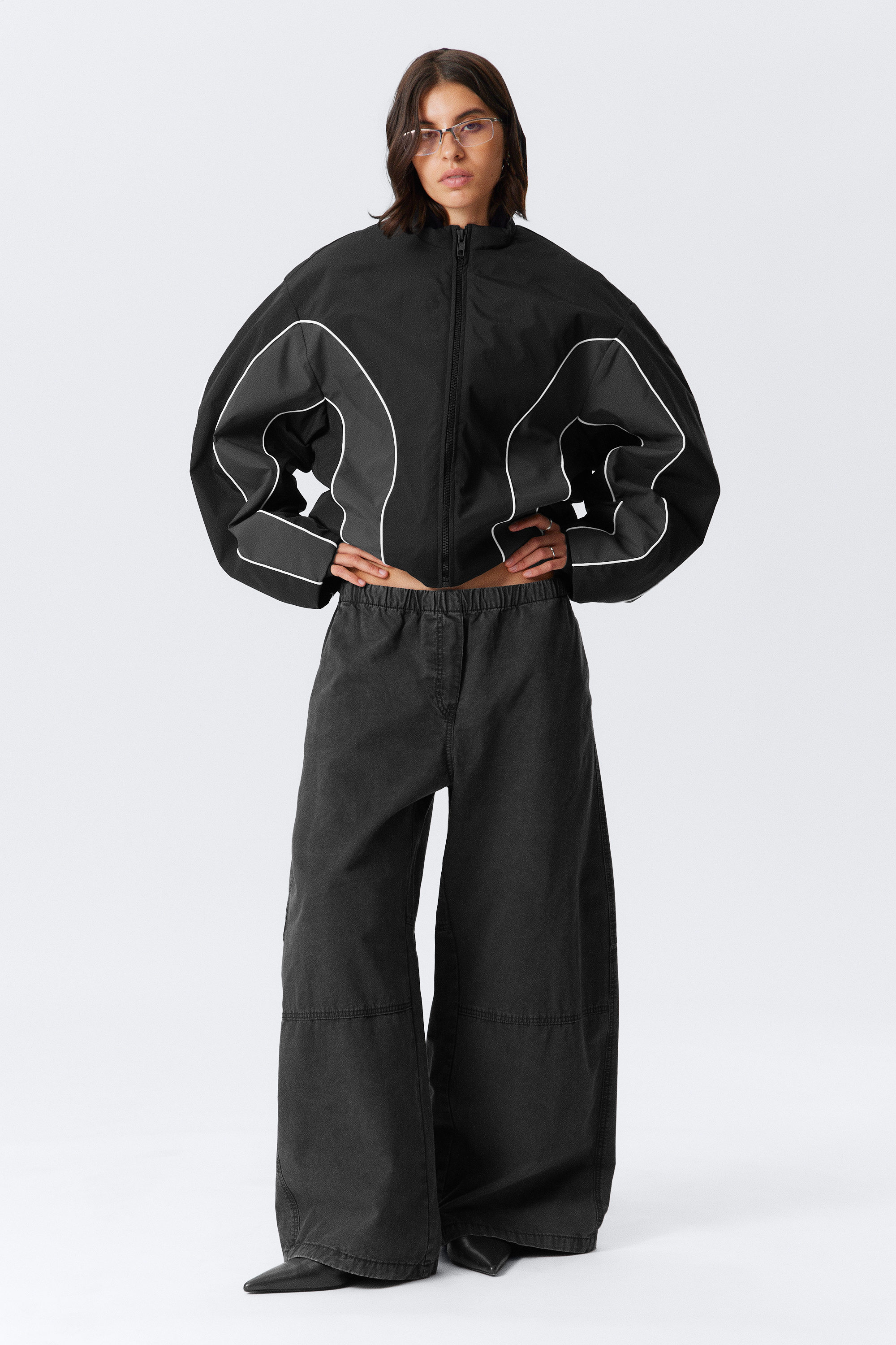 Svart - Colour Block - Sportig vadderad colorblock-jacka - 1