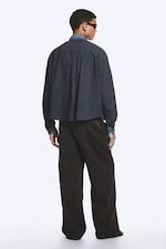 Checked Grey - Contrast Denim - Relaxed Checked Cotton Shirt - 4