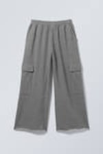 Grey Melange - Baggy Cargo Sweatpants - 3