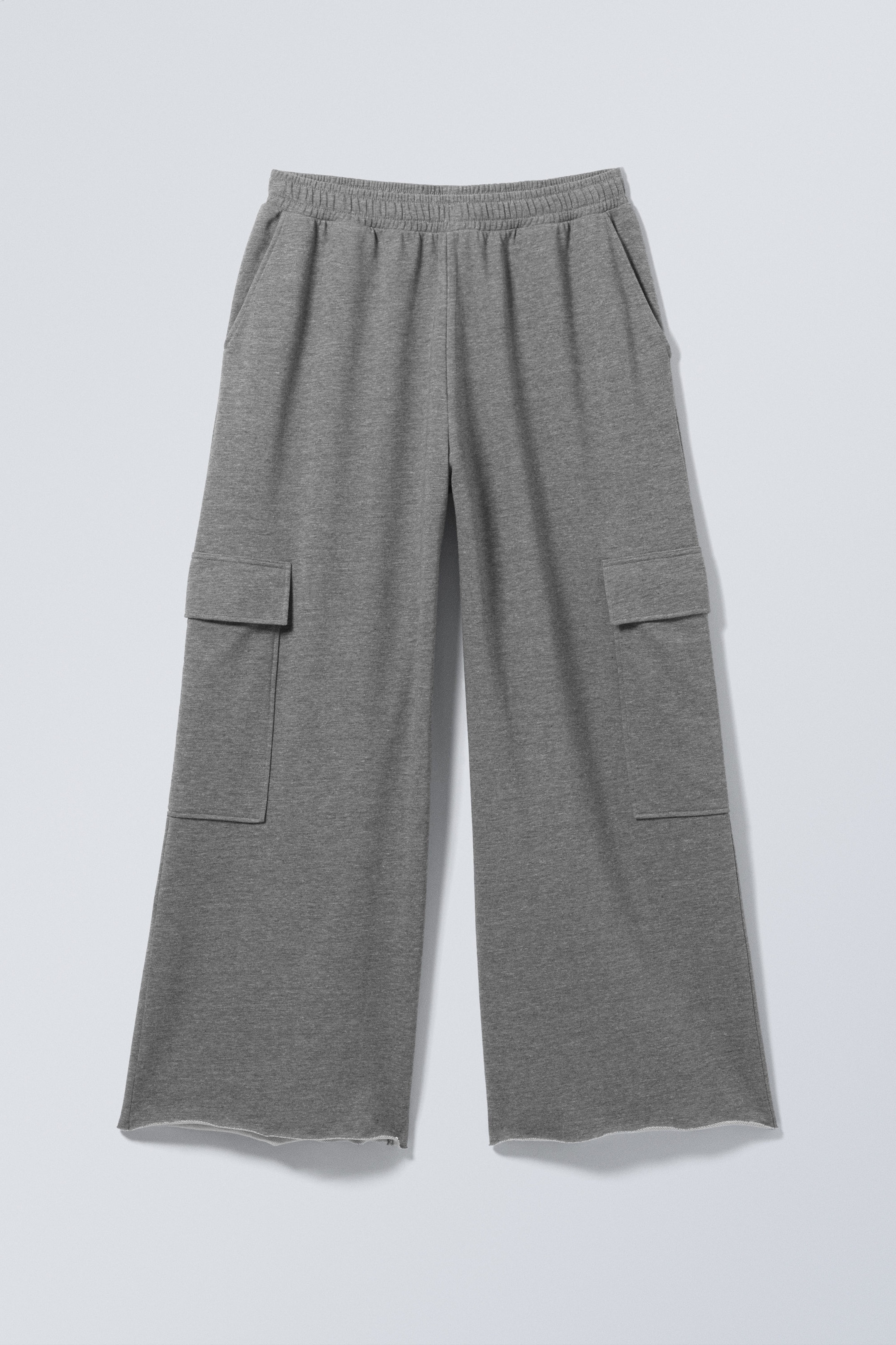 Grey Melange - Baggy Cargo Sweatpants - 1