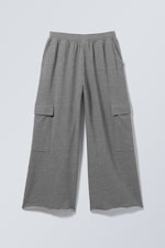 Grey Melange - Baggy Cargo Sweatpants - 0