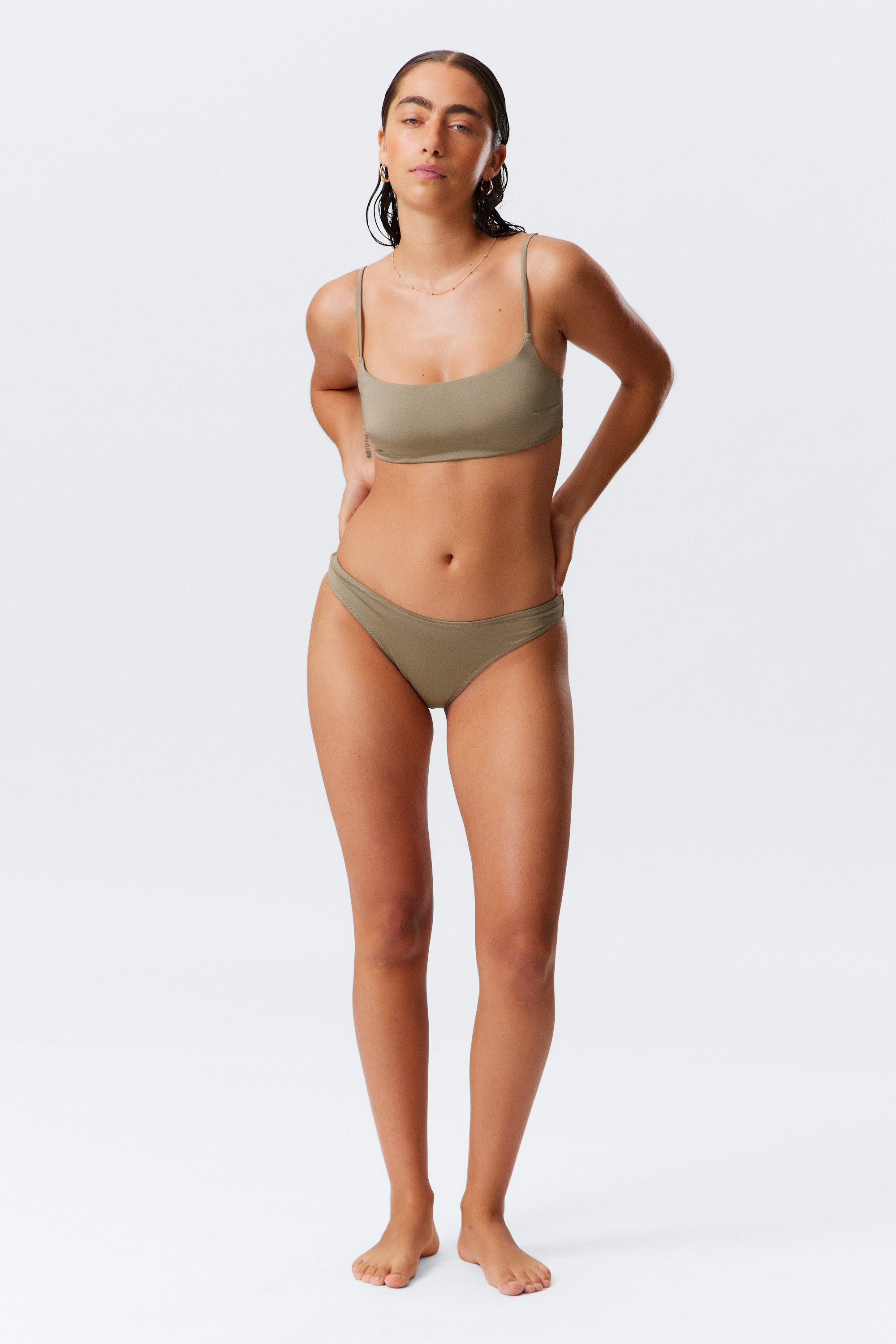 Black & Beige - 2-pack Scoop Bikini Bottoms - 2