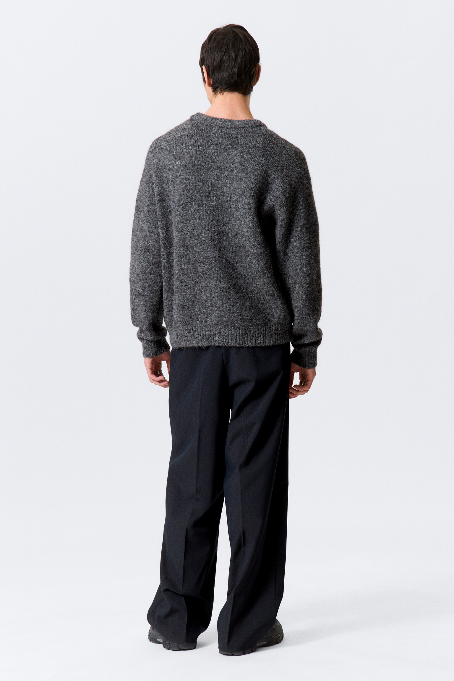 Sweter z domieszką wełny Regular Knitted - Ciemnoszary/Ciemnozielony/Dark Red Melange - 6