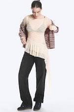 Dusty White - Asymmetric lace long-sleeve - 1