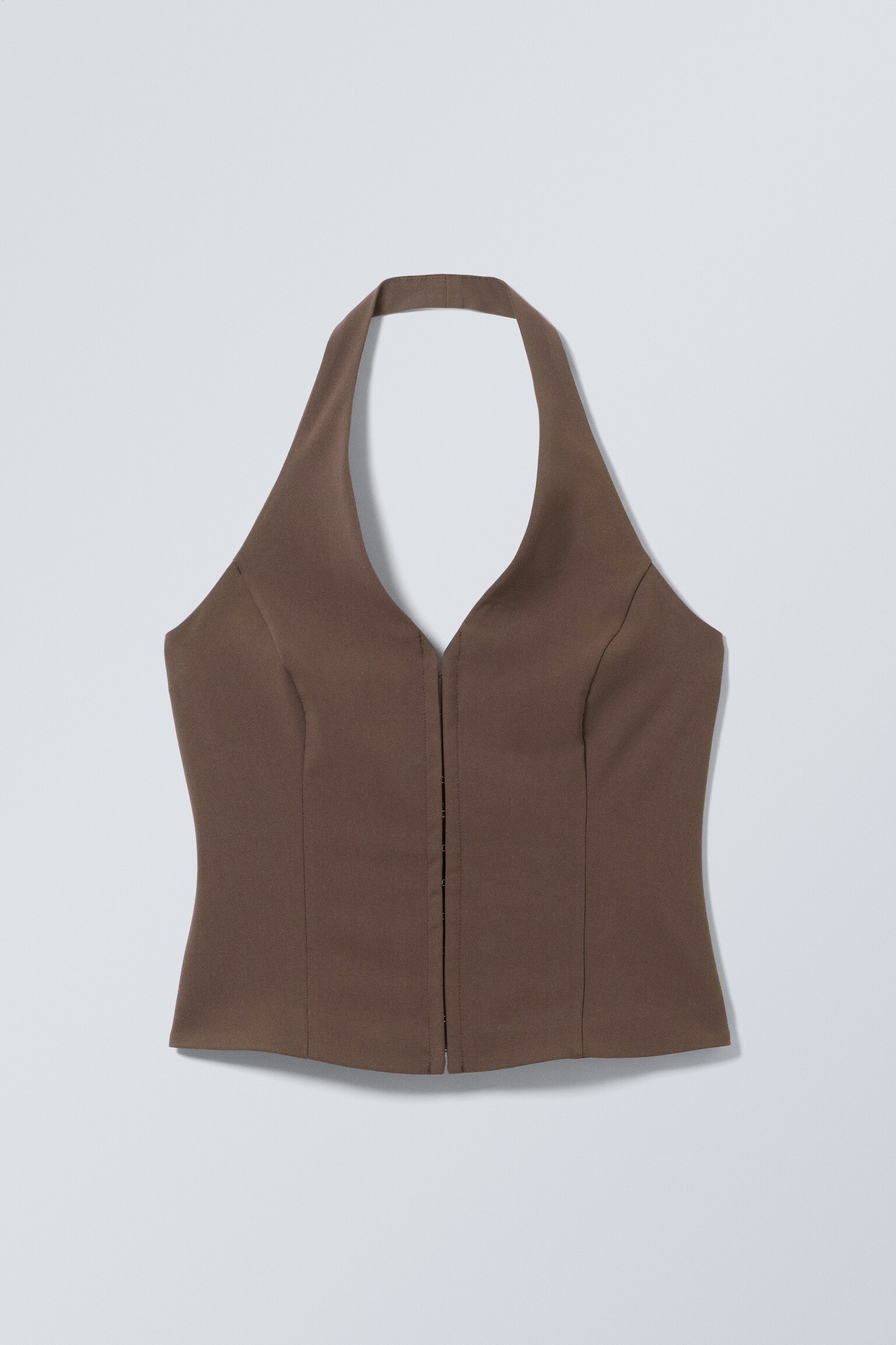 Korte top met halternek - Donkerbruin/Zwart