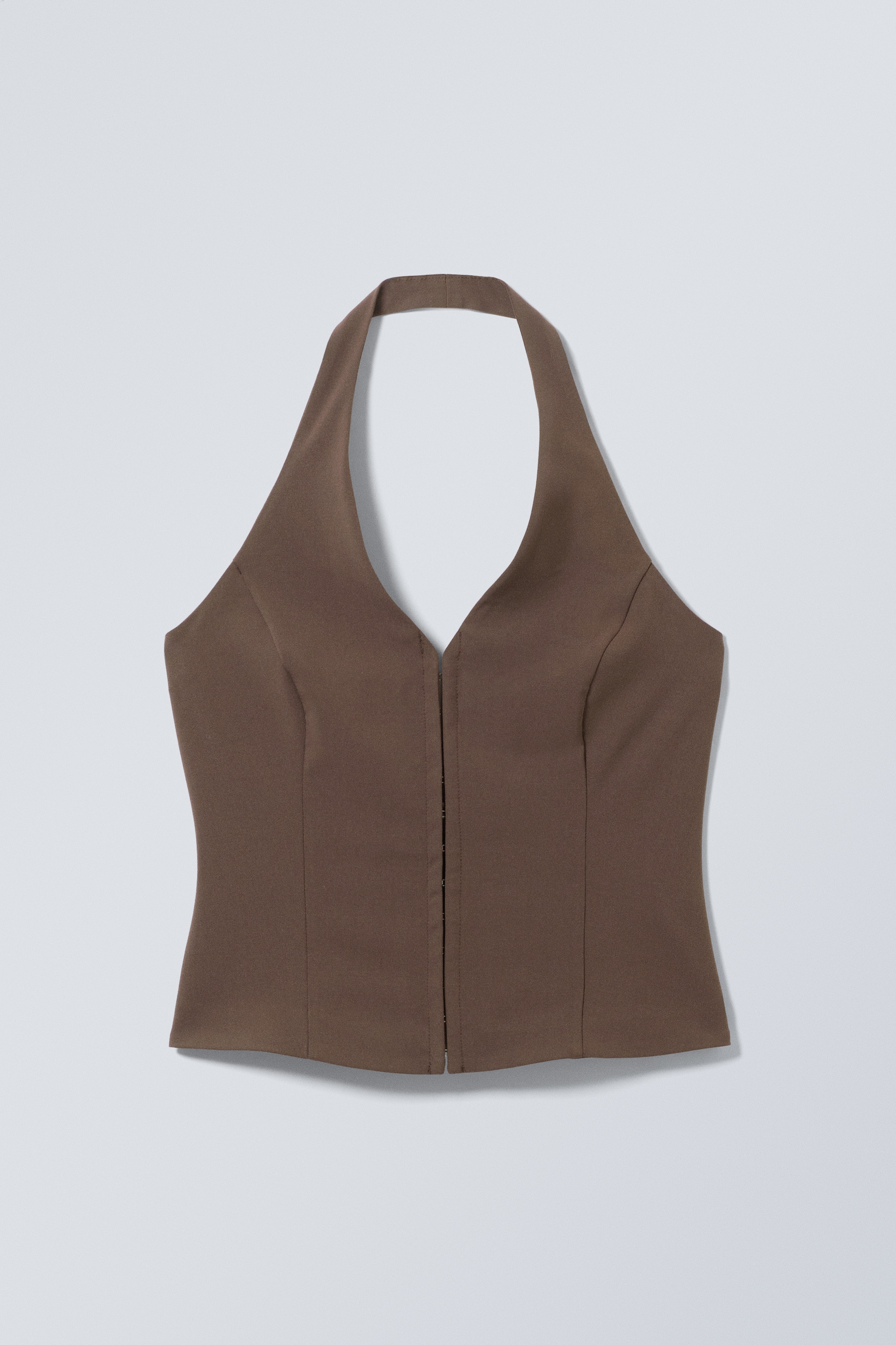 Visa större bild: Kort halterneck-topp - Mörkbrun - DAM | H&M FI 1