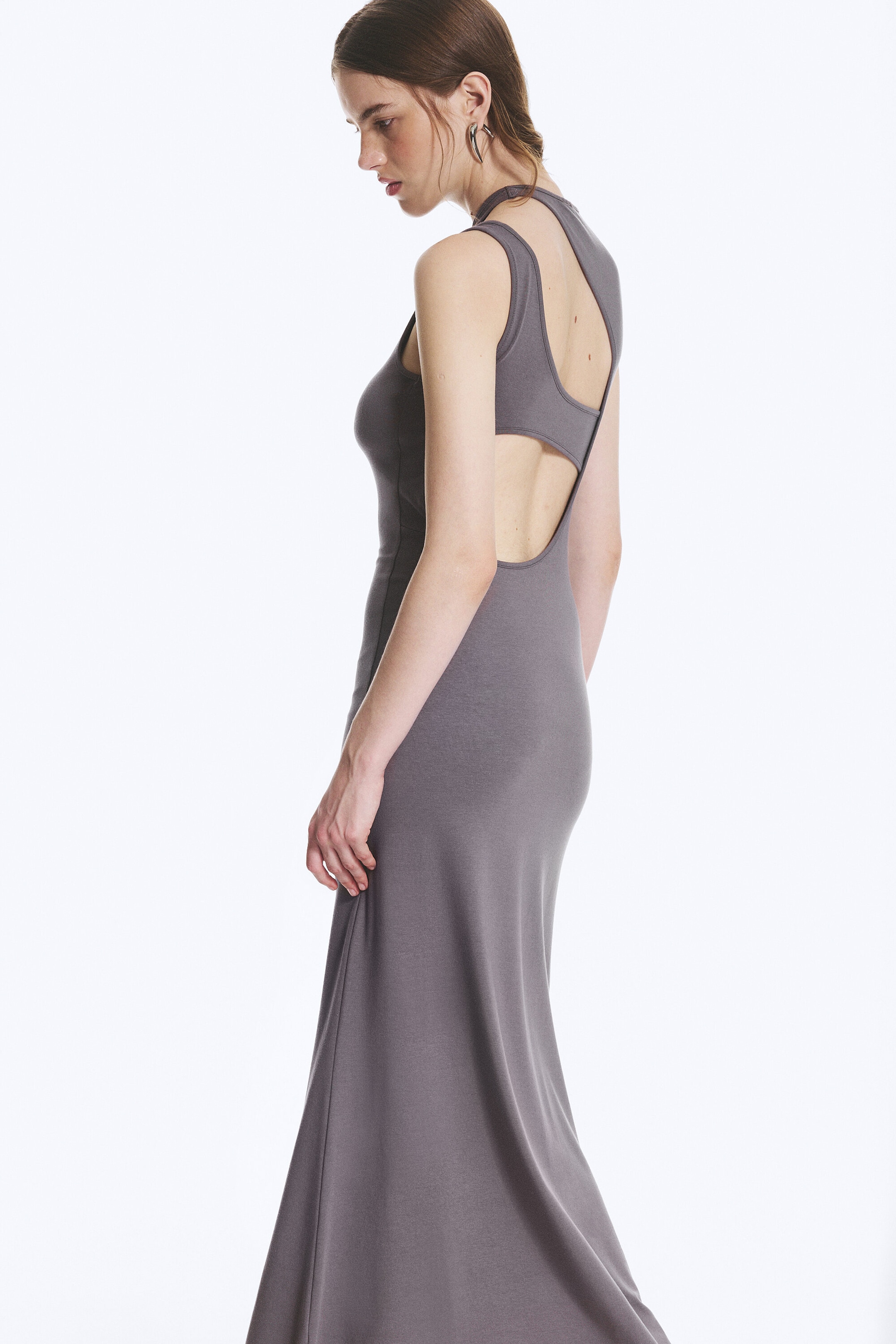 Dusty Purple Grey - Cutout Maxi Dress - 2