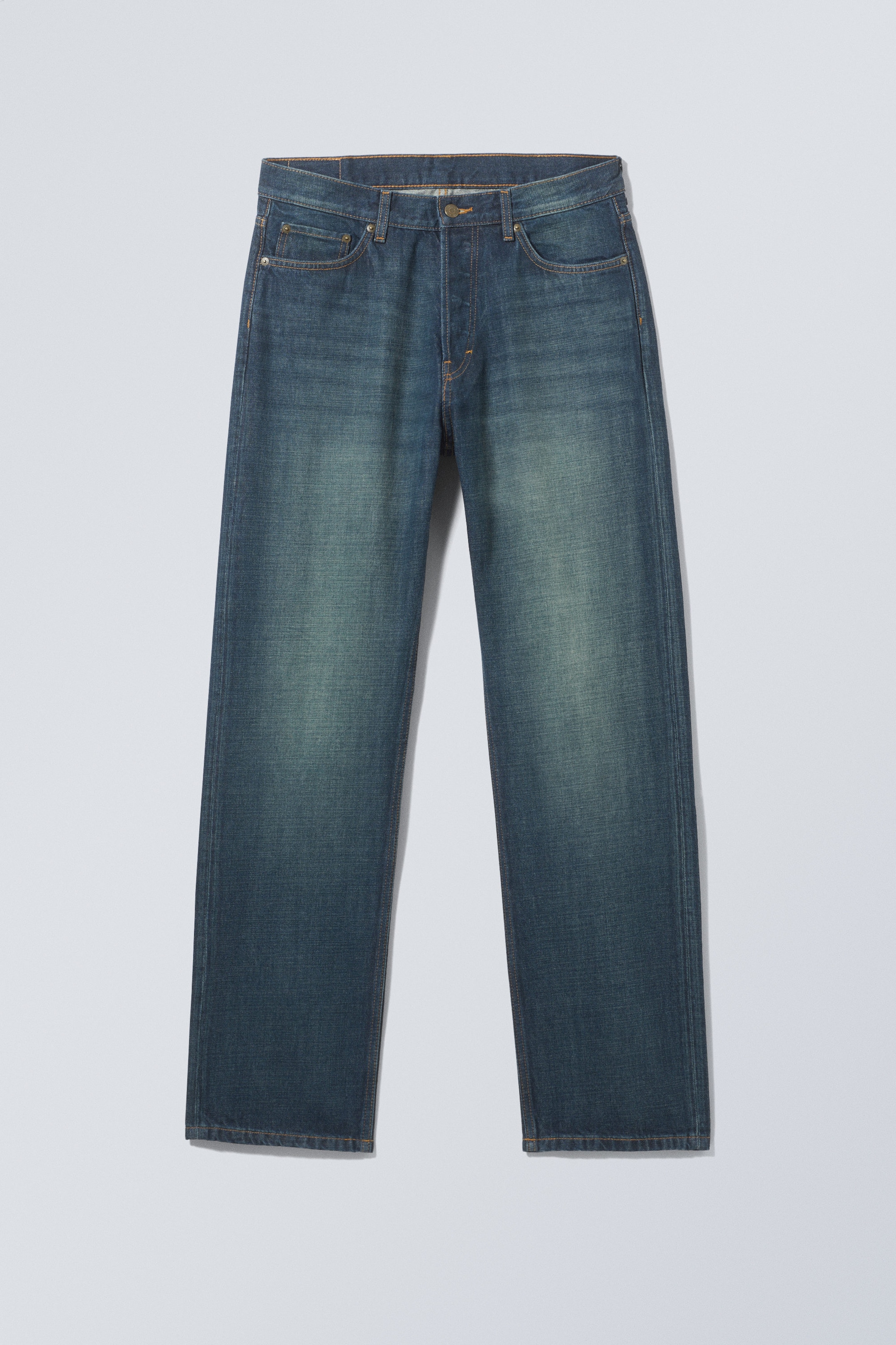 Medium Dusty Blue - Space Mid Rise Relaxed Straight Jeans - 0