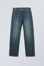 Medium Dusty Blue - Space Mid Rise Relaxed Straight Jeans - 0