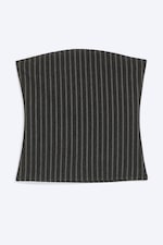 Dunkelgrau gestreift - Bandeau-Top aus Anzugstoff - 3