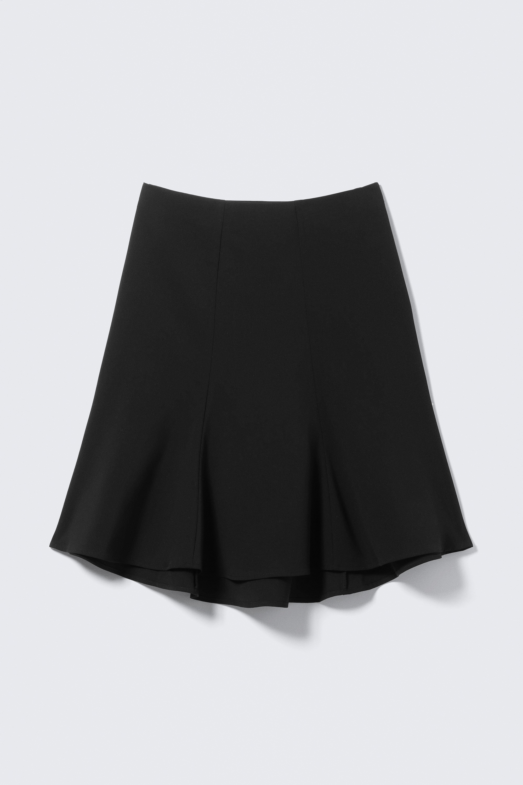 Mid Rise Flared Midi Skirt - Fekete