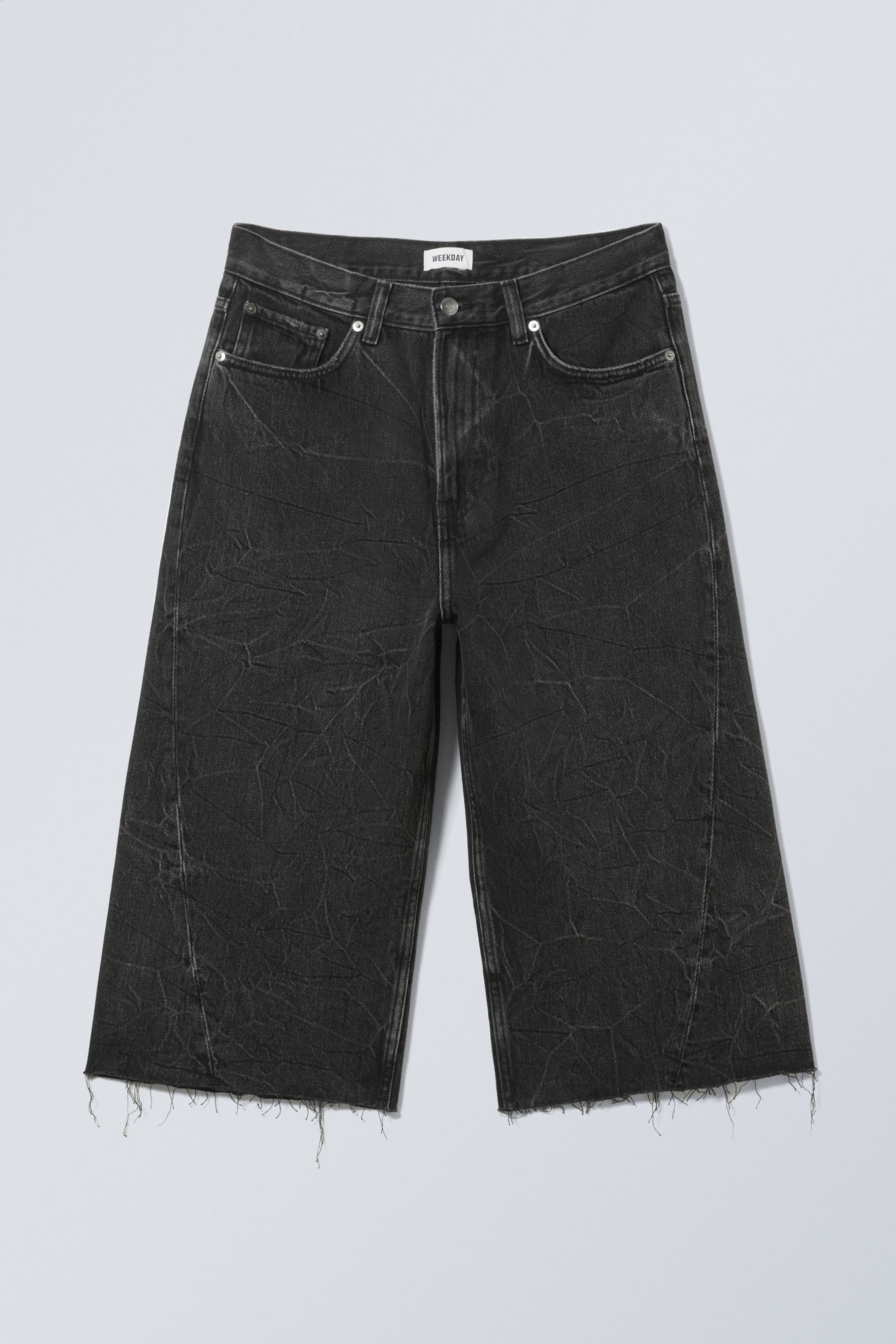 Washed Black - Galaxy Loose Twisted Denim Shorts - 11