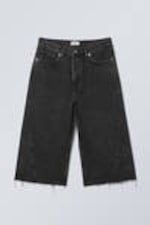 Washed Black - Galaxy Loose Twisted Denim Shorts - 11