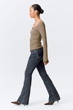 Desert Blue - Dark Blue - Low Rise Curve Yoke Flared Jeans - 2