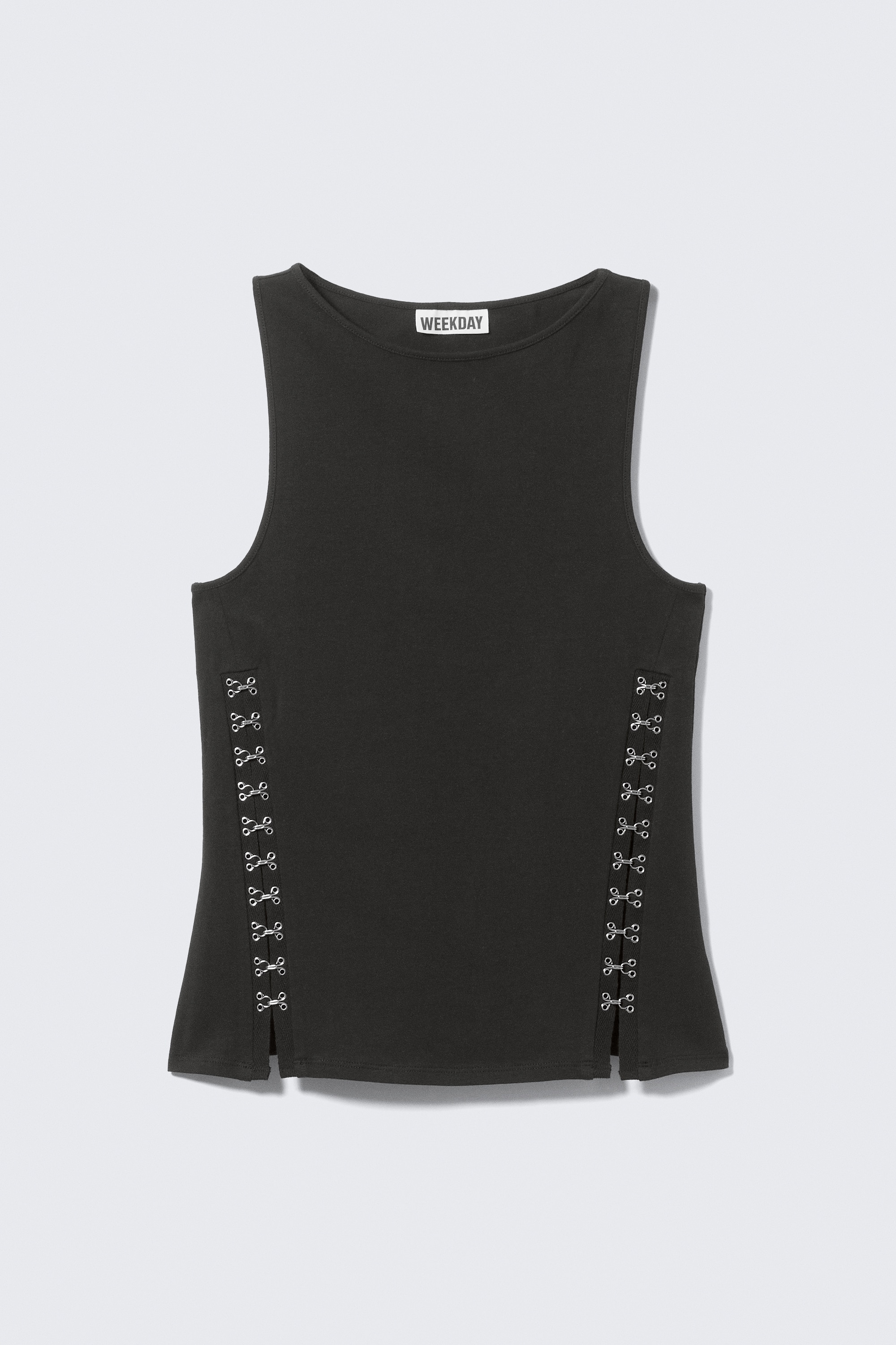 Top Justo com Colchetes - Preto