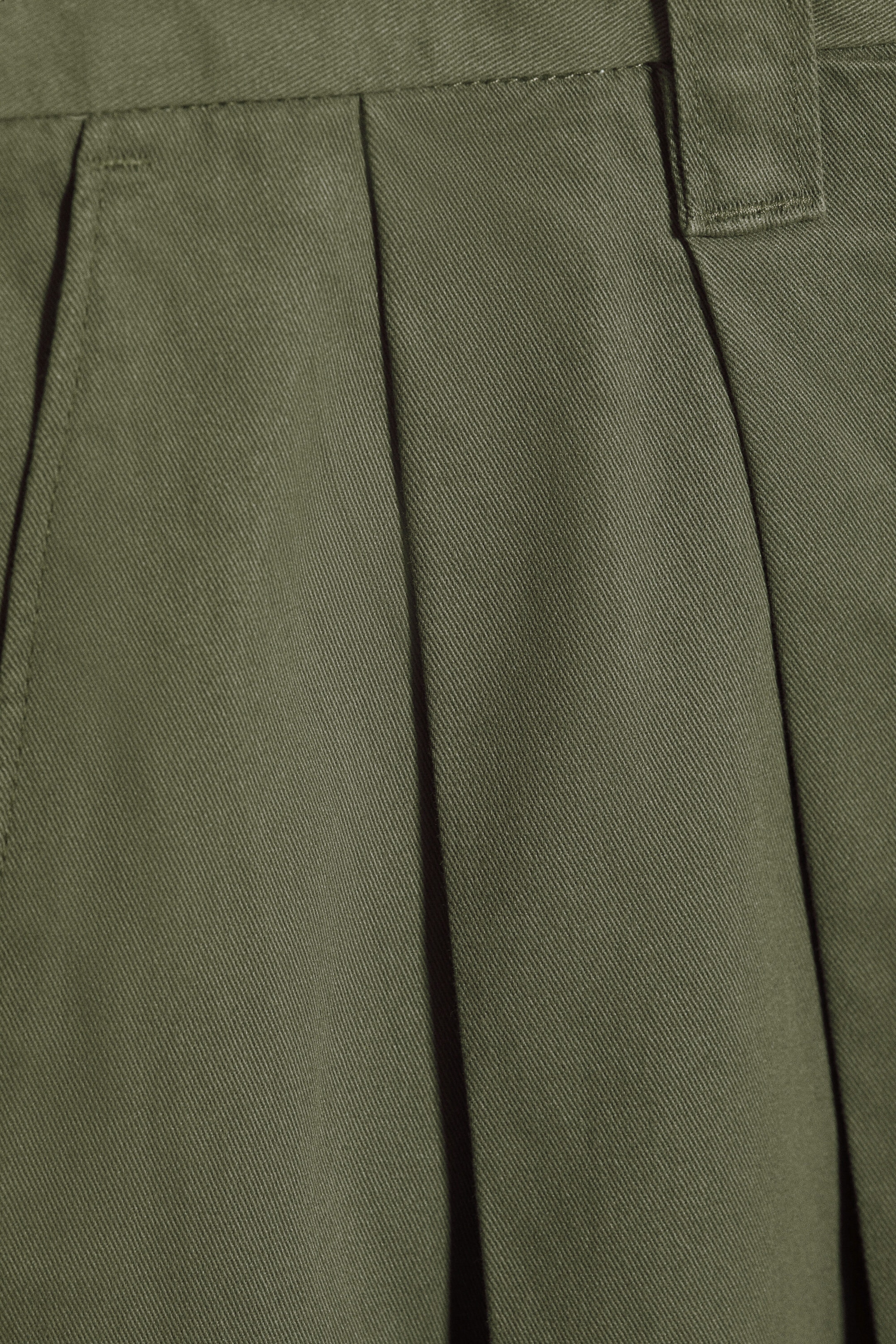 Dusty Khaki Green - Otis Baggy Pleated Twill Chinos - 5