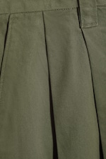 Dusty Khaki Green - Otis Baggy Pleated Twill Chinos - 5