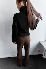 Svart - Figurnær sweatshirt med glidelås - 2