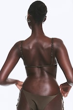 Dunkles Graubraun - Triangel-Bikinitop mit Knoten - 2