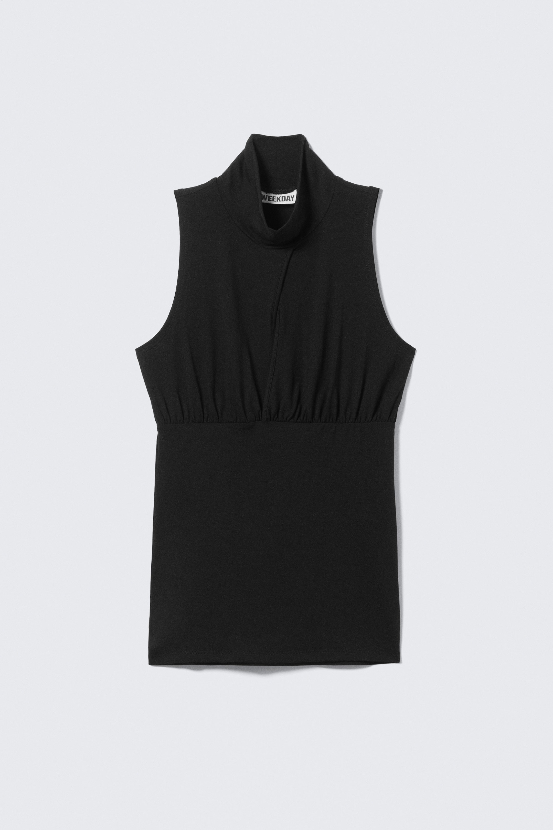 Black - Sleeveless Turtleneck Top - 3