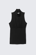 Black - Sleeveless Turtleneck Top - 3