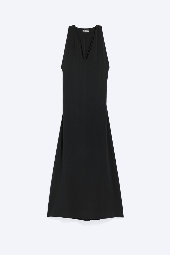 Maxi abito arricciato - Nero/Grigio polvere - 1