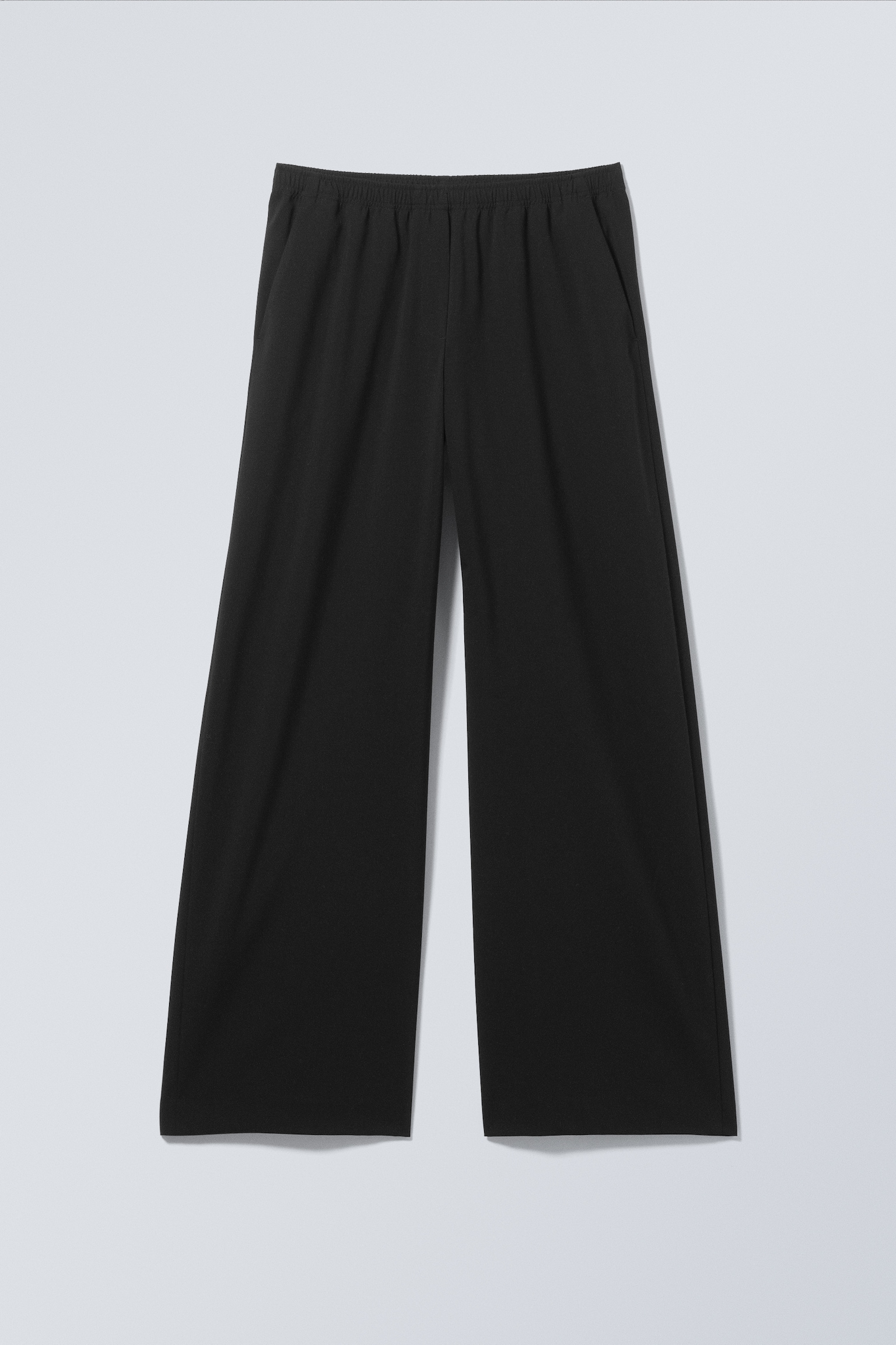 Wijde pantalon met elastische taille - Zwart