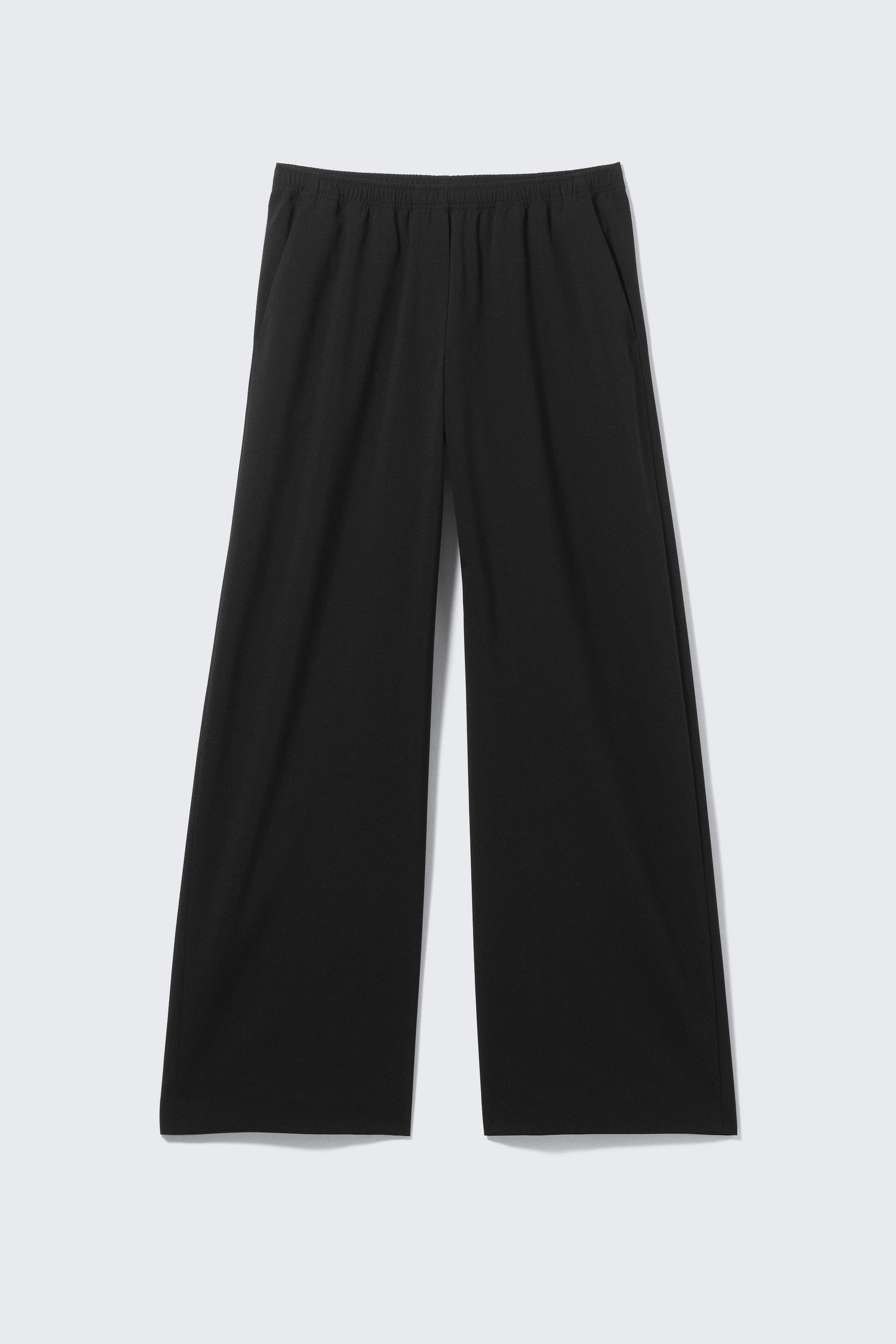 Black - Wide Pull On Suiting Trousers - 4