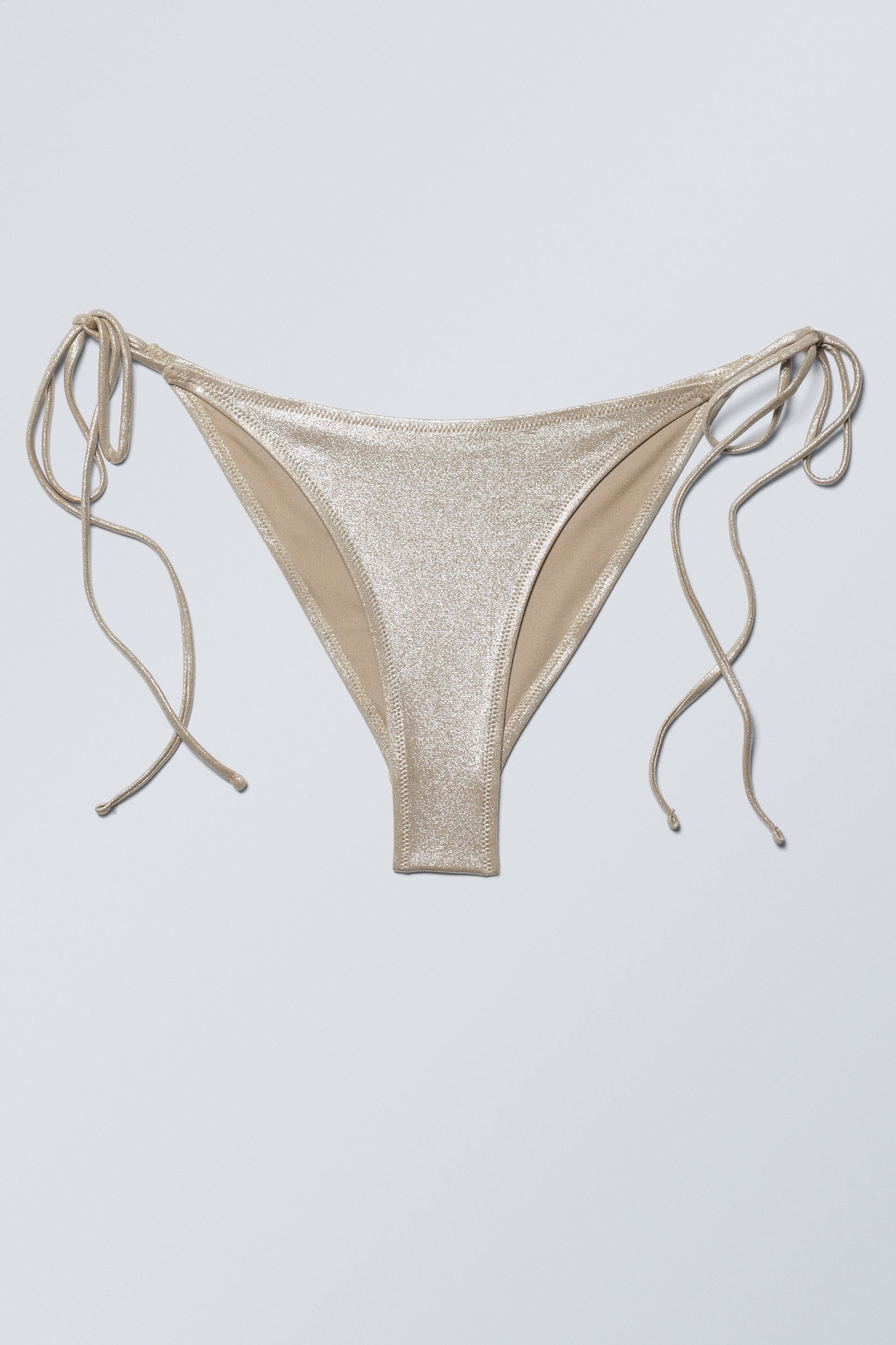 Beige Glitter - Strappy Glitter Bikini Bottoms - 1
