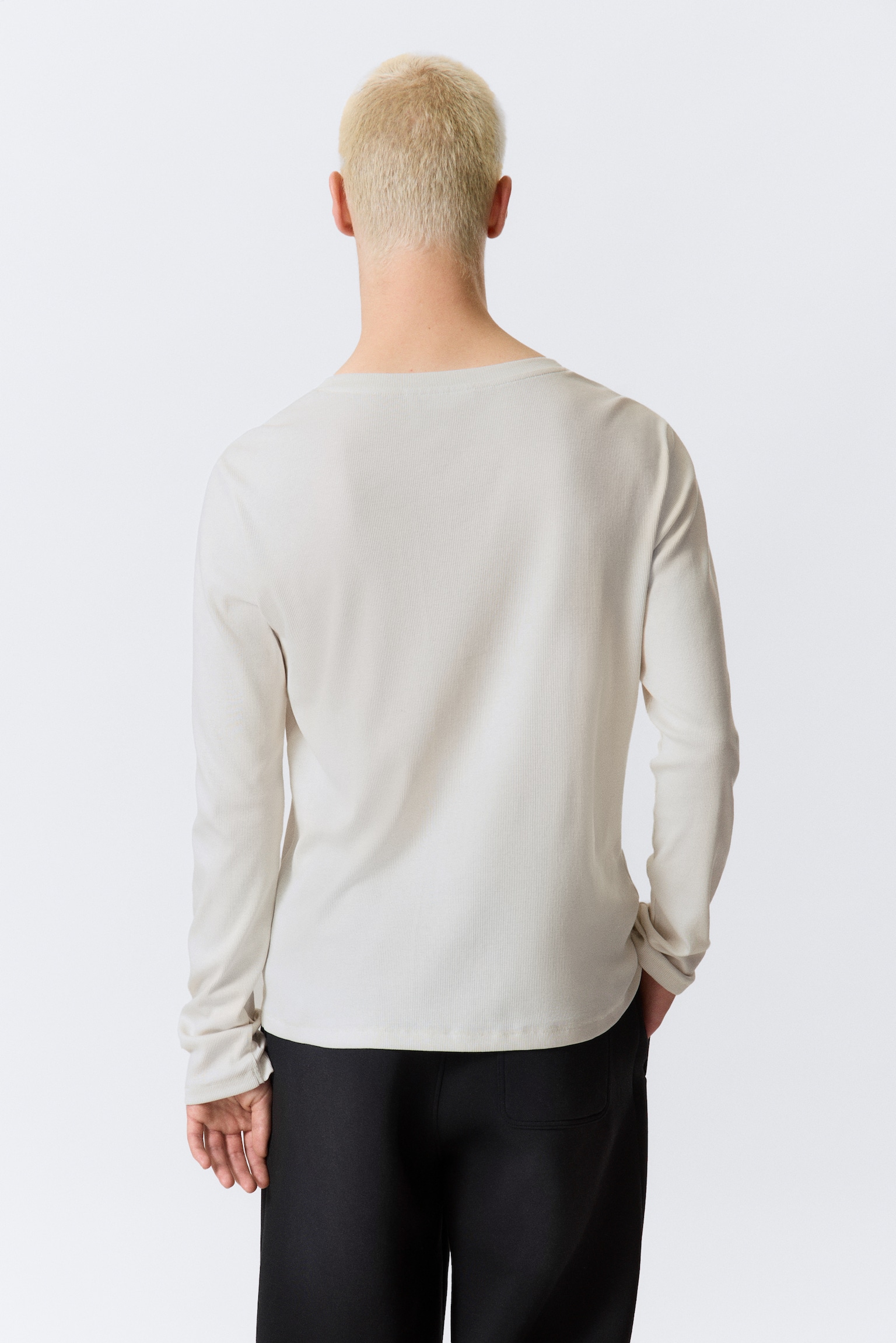 Langärmliges Henley-T-Shirt - Staubiges Weiß - 4