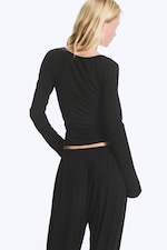 Black - Slim V‑Neck Jersey Top - 2