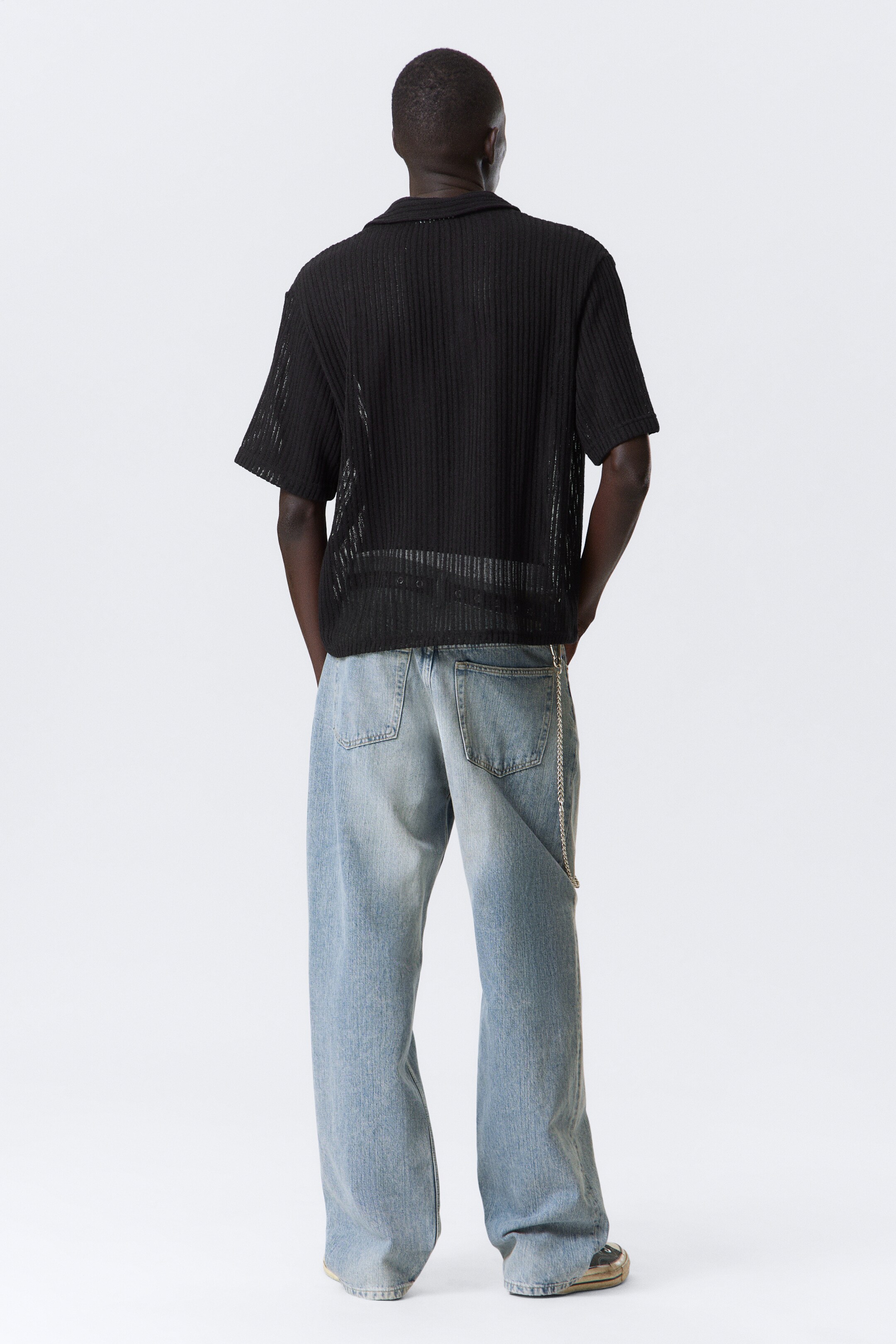 Ver imagem maior: Camisa estilo resort de manga curta texturizada - Preto - HOMEM | H&M PT 4