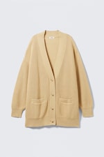 Beige - Gilet oversize en maille de coton - 0